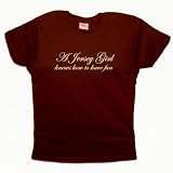 Flirty Diva Tees Woman's LooseFit T-Shirt-A Jersey Girl knows how to have fun-Brown-Yellow