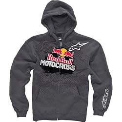 Alpinestars Grit Red Bull Fleece Men's Hoody Zip Sports Wear Sweatshirt - Grey