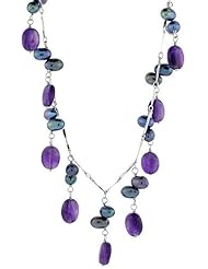 Sterling Silver Gray Pearl Necklace 8.5 mm Freshwater, 18 inch long
