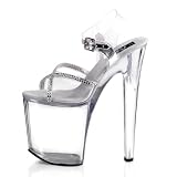 XTREME-818, 8 Stiletto Heel Ankle Strap Platform Sandal with Rhinesones by Pleaser USA