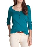 edc by ESPRIT Damen Langarmshirt 013CC1K032, Knopfleiste