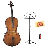 Cremona SC-130 Premier 3/4-Size Cello Bundle with Music Stand, Polish, and Polishing Cloth - Ebony