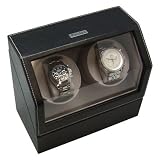 Heiden Battery Powered Double Watch Winder in Black Leather