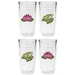 Frog & Lotus 12 oz Slimline Insulated Beverage Tumblers Set, Clear (Set of 4)
