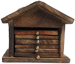 Wooden Coasters Handmade, Set of 6, Unique Hut Shaped, Kitchen Accessories &amp; Gift Item