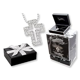 Sparkling PAVE CRYSTAL CROSS Necklace w  Gift Box