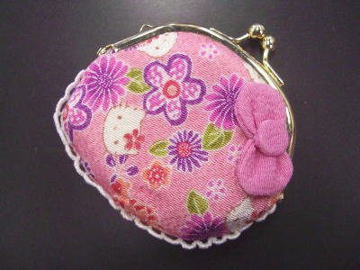 和×キティちゃんコラボ♪めちゃ可愛和柄がま口財布ピンク