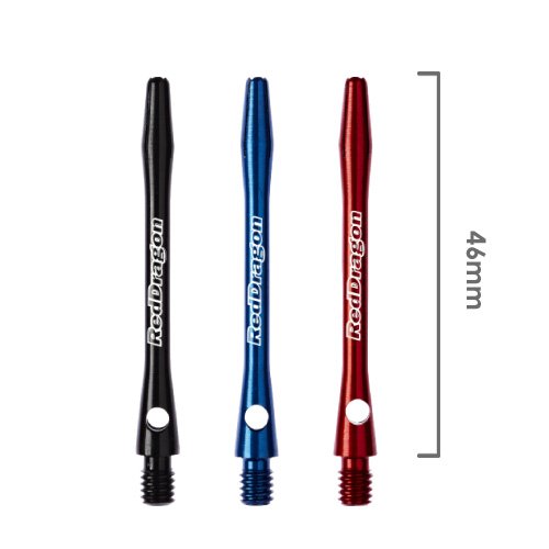 C323 Laser Etched Aluminum Medium Black 'Red Dragon' Dart Shafts - 4 sets per pack (12 Aluminum shafts in total) + FREE Red Dragon Check Out Card