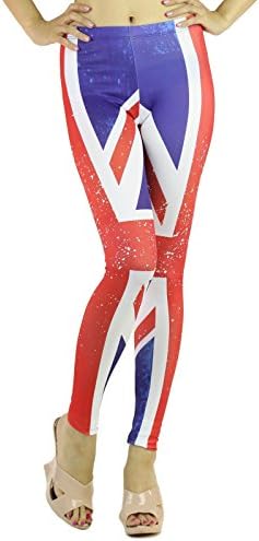 Red Lime Sunday Union Jack British Flag Print Leggings (S)