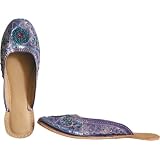 Beaded & Sequin Indian Leather Slippers for Women Handcrafted Casual Footwear Available in Various Sizes