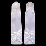 Elegant Long White Satin Fingerless Gloves with Pearls