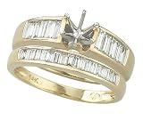 14K Yellow Gold Diamond Wedding Set Semimount