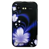 Hard Snap-on Plastic RUBBERIZED BLACK With PURPLE FLOWER Design Sleeve Face ....