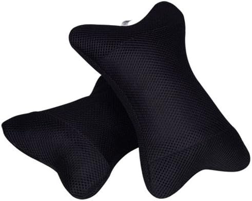 Breathable Mesh Surface Car Pillow Auto Neck Head Rest Cushion Headrest Cover Travel Pillow Pad (Black)