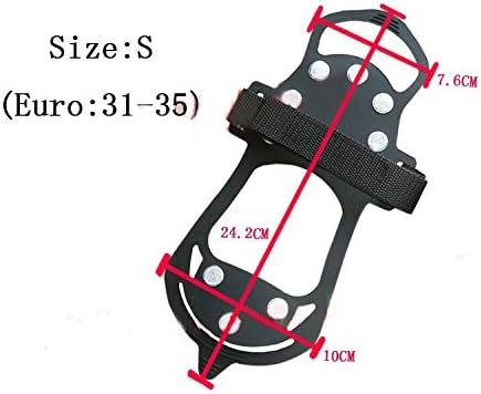 10 Teeth Ice Cleats, WSOLO Pair of Snow Ice Traction Shoe Walking Running Cleats Rubber Anti No Slip Grip Spikes (Small 24.2cm)