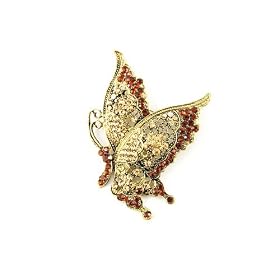 Regal Queen Topaz Crystal Butterfly Profile Pin Brooch