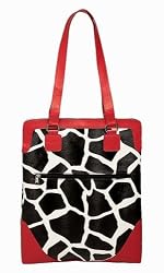 Le Tote Black White Giraffe with Red Trimming Insulated Lunch Bag Purse