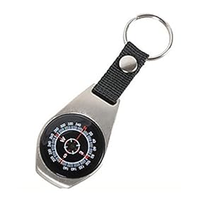 Keychain Style Round Liquid Navigation Compass with Metal Casing