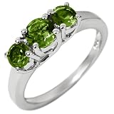 925 Sterling Silver, Round Brilliant Peridot Ring 41ibP jF2AL. SL160 925 Sterling Silver, Round Brilliant Peridot Ring