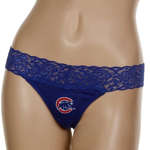 Chicago Cubs Ladies Royal Blue Burnout Logo Thong (Small)