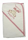 Baby Girl Bunny Rabbit Hooded Bathrobe, Babies 100% Cotton Towel Bath Robe (75cm x 75cm) (Pink)
