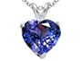 2.02 cttw 14k White Gold AAA Created Tanzanite and Genuine Diamond Heart Pendant in 14k White Gold