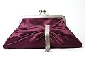 Purple satin clutch handbag with diamante decoration