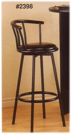 TWO SATIN BLACK SWIVEL BAR STOOLS