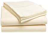 Deluxe 400-Thread-Count 100% Cotton Sateen Pale Yellow Sheet Set, Cal King