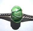 Murano Style Glass Lampwork Bead Fits Pandora Green White Swirl, 14mm (1)