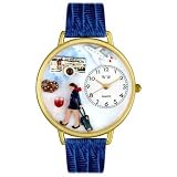 Whimsical Unisex Flight Attendant Royal Blue Leather Watch