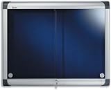 Nobo Pacific Display Cabinet Noticeboard Lockable Sliding Door Aluminium W970xH766mm Blue Ref 1901977