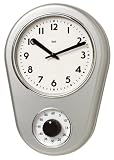 Bai Retro Kitchen Timer Wall Clock, Satin Silver