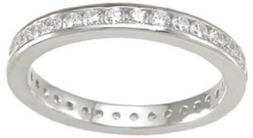 925 Sterling Silver CZ Wedding Band Stackable Eternity Ring