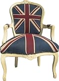 Barock Salon Stuhl Union Jack Design / Creme