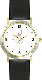 White Ballerina - Ballet Dancer No.1 - WATCHBUDDY&reg; DELUXE TWO-TONE THEME WATCH - Arabic Numbers - Black Leather Strap-Size-Large ( Men's Size or Jumbo Women's Size )