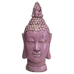 Rustic Lilac Ceramic Large Buddha Head