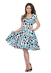 Floral Print Polka Dot Print Cocktail Cotton Sweetheart Vintage Fitted Stretchy Flared-Skirt  Dress