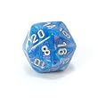 Chessex Mother of Pearl 16mm d20 Dice, Blue with silver numbers