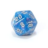 Chessex Mother of Pearl 16mm d20 Dice, Blue with silver numbers