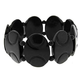 Black Bone Oval Tanker Bracelet with Design