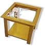Oak Glass Top End Table With Hummingbird Etched Glass - Hummingbird End Table Furniture - Unique Hummingbird Gift Ideas - Fully Assembled - 22" x 22" x 20" high