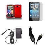 HTC Inspire 4G (AT&T) Premium Combo Pack - Red Hard Rubberized Shield Cover ....