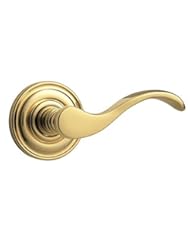 Home Improvement: Baldwin 5455V.003.RDM Lifetime Polished Brass Estate, Wave Lever Wave Right Handed Half Dummy Lever with 5048 Rose and Concealed Screws - Baldwin Hardware