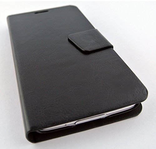 myLife Eerie Black - Classic Design - Koskin Faux Leather (Card, Cash and ID Holder + Magnetic Detachable Closing) Slim Wallet for NEW Galaxy S5 (5G) Smartphone by Samsung (External Rugged Synthetic Leather With Magnetic Clip + Internal Secure Snap In Hard Rubberized Bumper Holder)