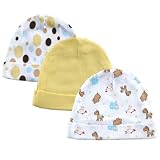 3-Pack Infant Caps, Yellow, 0-6 months
