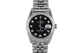 Rolex Mens Stainless Steel Datejust Black Diamond Dial