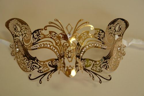 Venetian Gold Sexy Fox Crown Design Laser Cut Masquerade Mask Vibrantly Decorated and Intricately Detailed