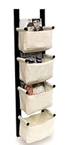 Winsome 92444 Espresso Beechwood STORAGE/ MAGAZINE RACK WITH CANVAS BASKET