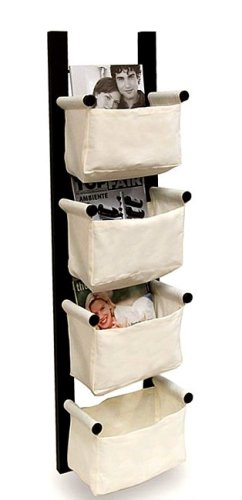Contemporary Magazine Rack w/Canvas Baskets